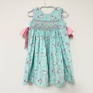 Whimsical Unicorn Kids Party Dress with Pink Bows CLAIRE & CHARLIE Girls size 2T